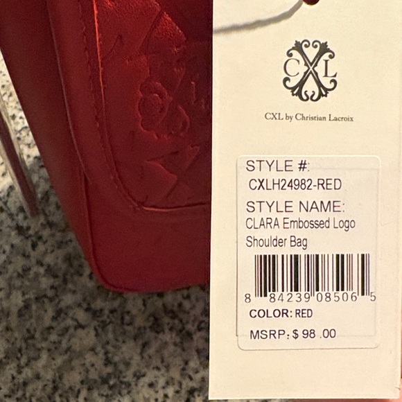 Christian Lacroix Embossed Red Crossbody Bag - Picture 2 of 3